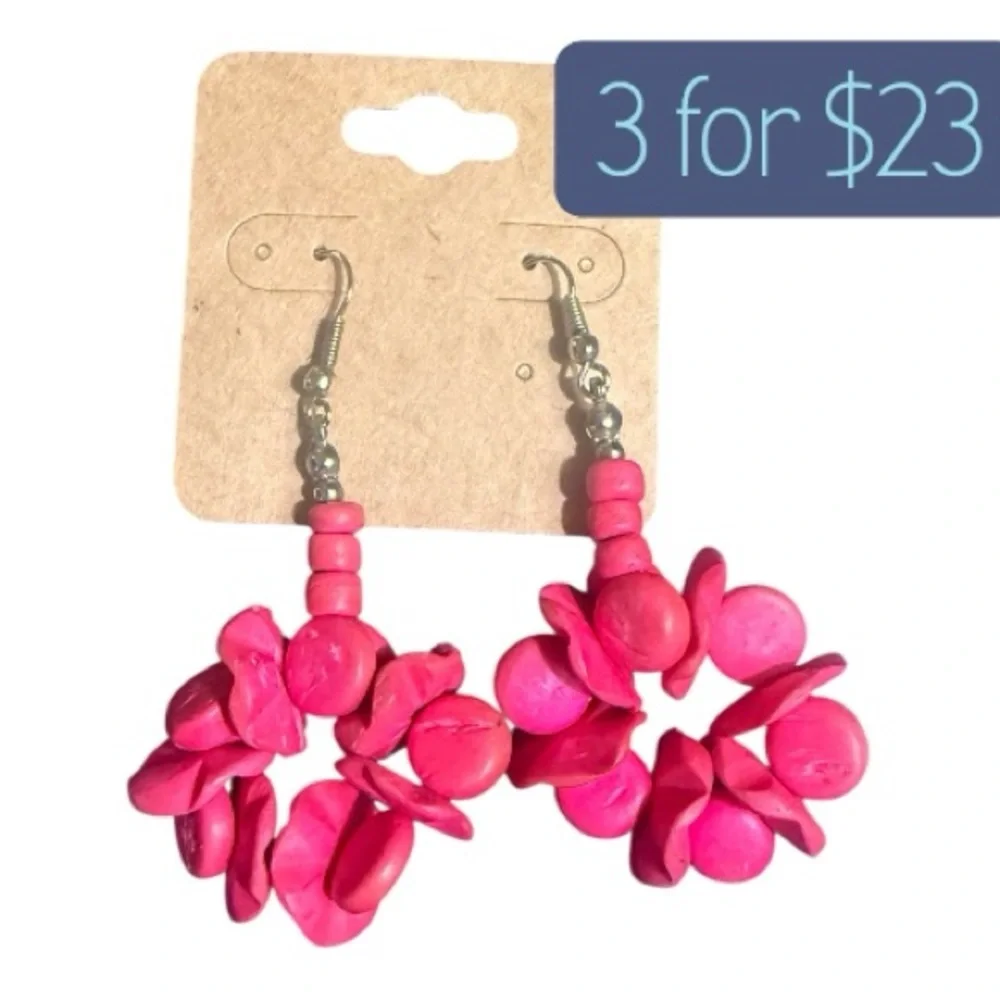 Vintage Earrings, 1 for $10, 3 for $23, pink dangle, light weight